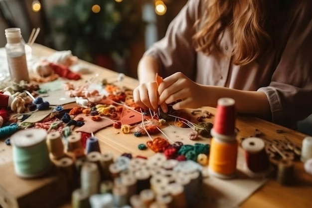 Girl creating a project with her own hands
