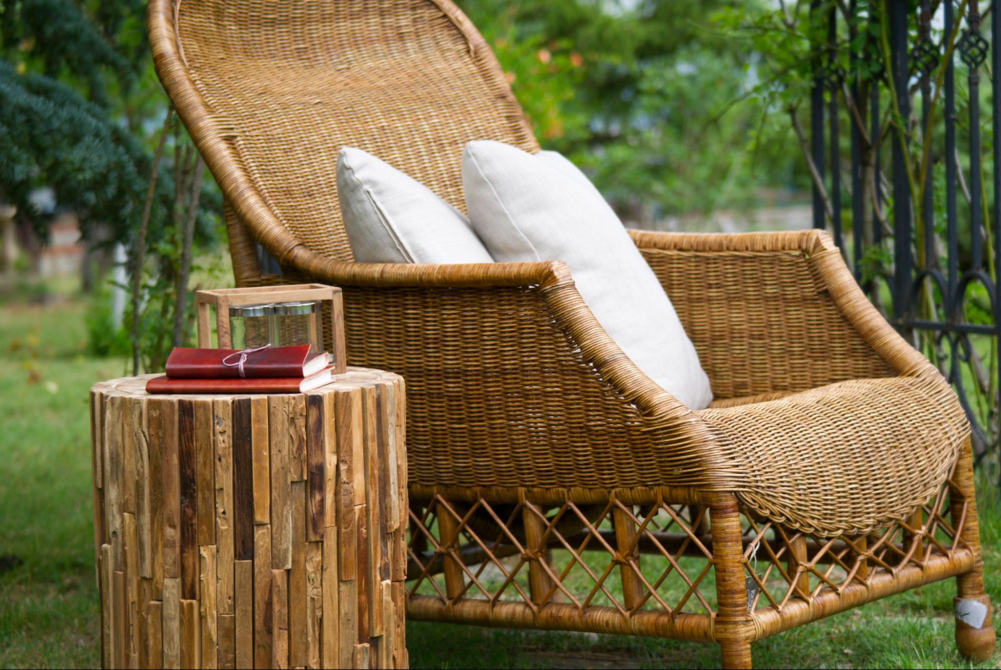 a wicker chair